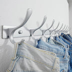 SKOLOO Coat Rack Wall Mounted - 10 Hooks, Heavy Duty, Stainless Steel, Metal Wall Hanger, Sturdy Coat Hooks for Hanging Coats, Jacket, Clothes, Hat, Cold Light Silver
