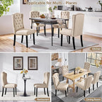 Yaheetech Upholstered Dining Chairs Set of 2 Button Tufted Kitchen Chairs with Solid Wood Legs and Nailhead Trims for Dining Room, Living Room, Restaurant, Beige
