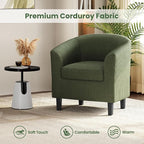 Yaheetech Corduroy Barrel Chairs Set of 2, Upholstered Club Chairs Accent Chairs, Round Armchairs Waiting Room Chairs with Soft Cushion for Living Room Bedroom Reading Room, Dark Green