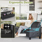 STHOUYN 73” Black Faux Leather Sofa Couch, Modern Comfy Office 3 Seater Couch Loveseat with Tufted Armrest and USB, Small Love Seat Couches for Living Room, Bedroom, Apartment