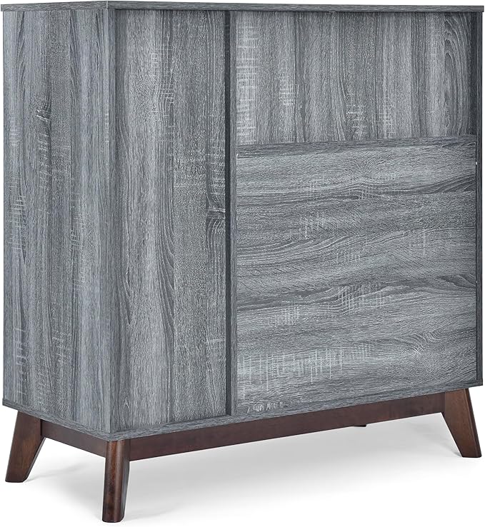 Merax Sideboard Buffet Accent Storage Cabinet with Two Drawers for Living Room, Entryway, Kitchen or Hallway, Grey