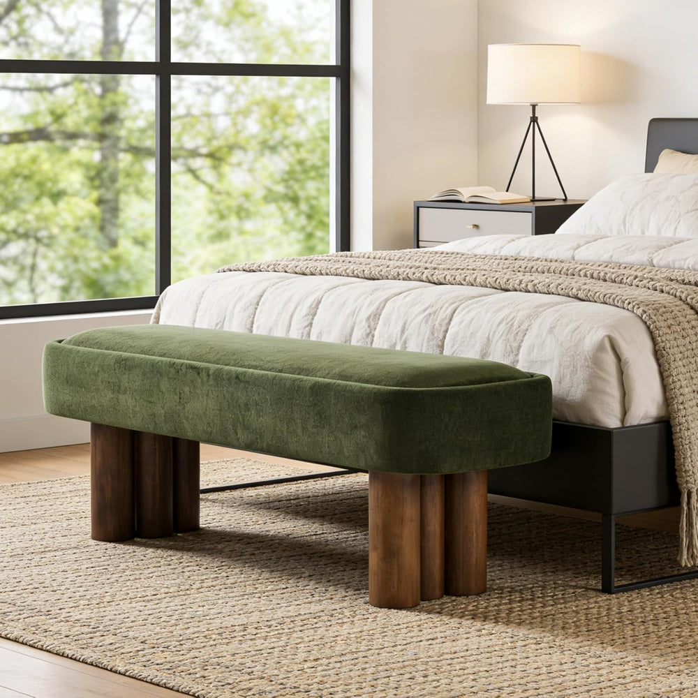 Christopher Knight Home Damas Fabric Upholstered Dining Bench, Wooden Entrywa...