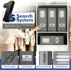Furnhome Bed Sheet Organizers and Storage 3 Pack, Foldable Linen Closet Organizer Box with Clear Window, Labels & Reinforced Handles, Stackable Space Saving Bedding Storage for King Queen Sheet Set