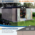 12x12 FT Metal Storage Sheds Outdoor, Metal ToolShed with Lockable Door, Metals Yard Sheds Metals Garden Shed Kit, MetalUtility Sheds Buildings with Air Vent for Backyard Garden Patio Lawn