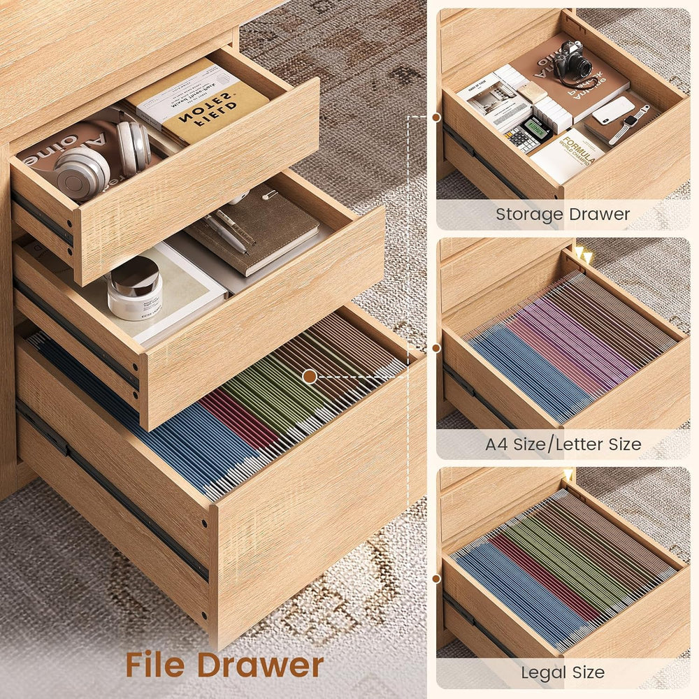 SEDETA 63" L Shaped Desk with 3 Drawers, Modern Executive Office Desk wi...