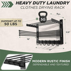BATODA Wall-Mounted Steel Clothes Drying Rack - Swivel Towel Hanger for Laundry Room & Bathroom - Space Saver (Steel)