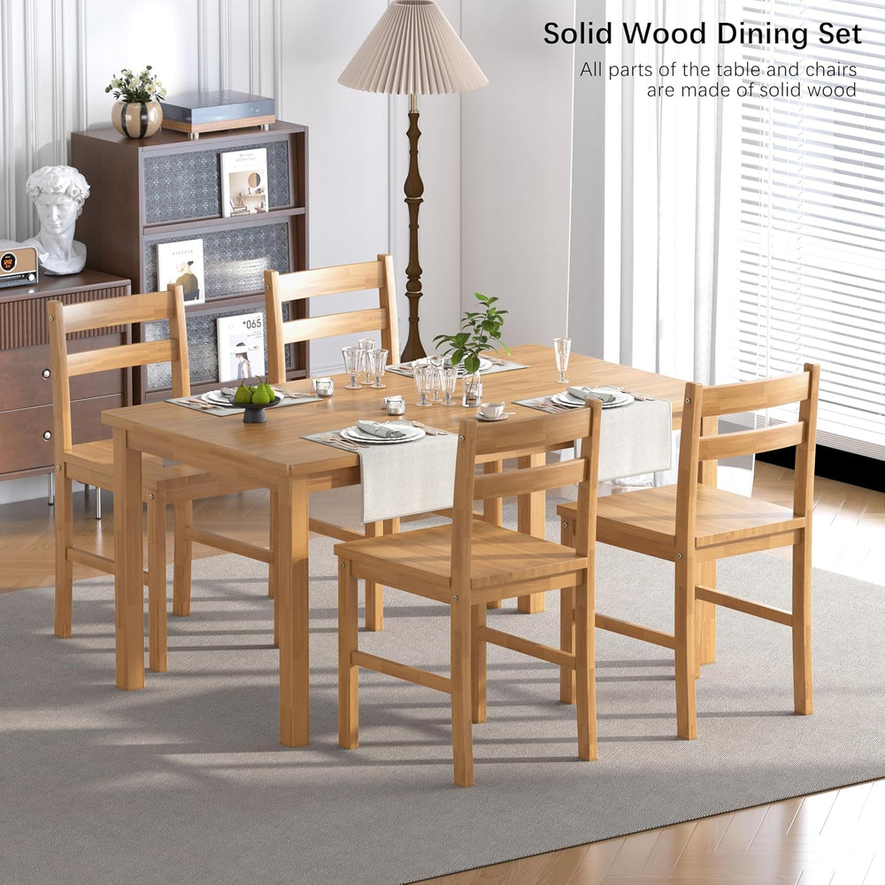 43.3 inch Solid Wood Indoor Modern Rectangular Dining Table Set for 4, Table ...