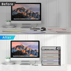 Supeasy 5 Trays Paper Organizer Letter Tray with Handle-Mesh Desk File Organizer, Grey Paper Sorter Desk Organizer for Office, Home or School