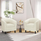 Yaheetech Corduroy Barrel Chairs Set of 2, Upholstered Club Chairs Accent Chairs, Round Armchairs Waiting Room Chairs with Soft Cushion for Living Room Bedroom Reading Room, Beige