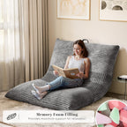 Homall 3 in 1 Giant Bean Bag Chair for Adults, Convertible Bean Bag Floor Couch Bed with Washable Cover, High-Density Foam Chair Bed for Living Room, Dorm Room, Office (Gray)
