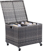 BIRDROCK HOME Rolling File Box - Storage Cabinet with Wheels - Weatherproof Rattan-Style Resin Deck Chest for Garden, Home and Office - Organize Cushions, Toys, and Accessories - Storage Box - Grey
