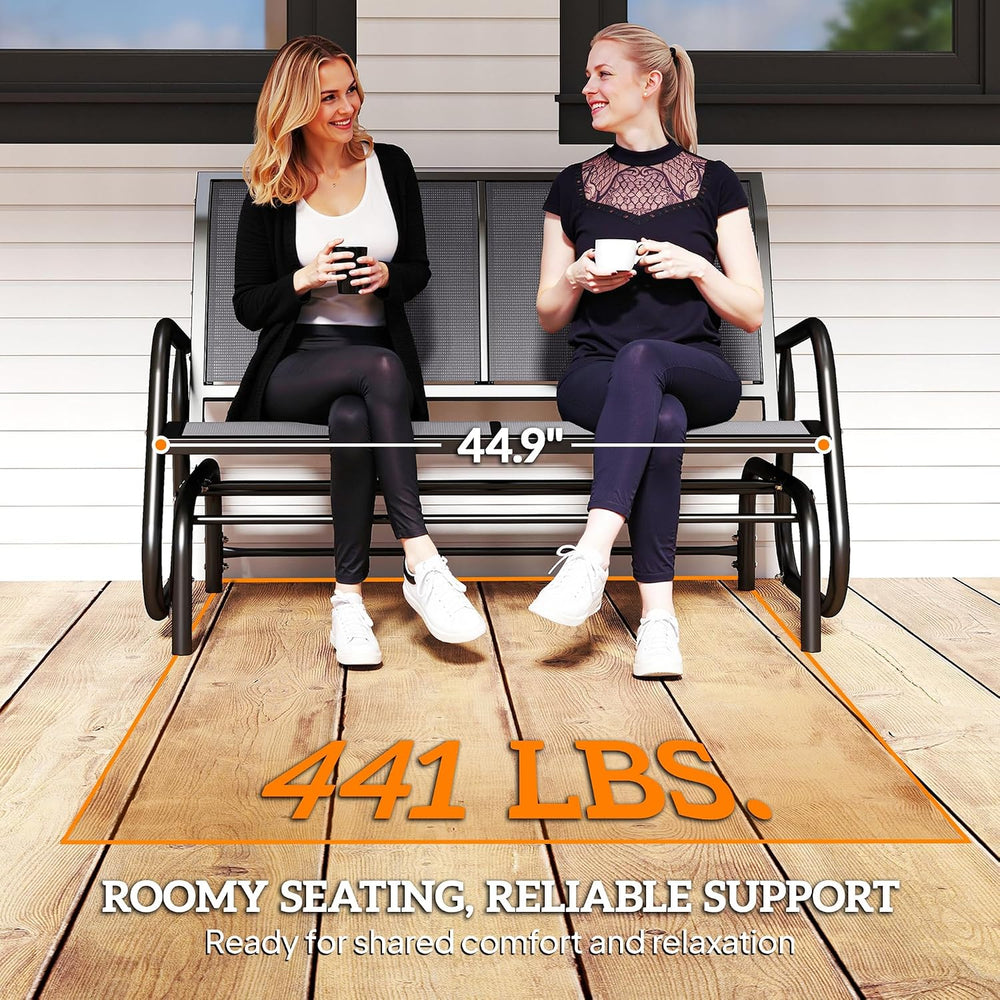 Outsunny 2-Person Outdoor Glider Bench with Steel Frame, Gray | Double Swing ...