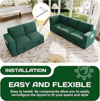 83.5" Sectional Sleeper Sofa with Pull Out Couch, Modern 5 Seat L Shaped Modular Couch,Green Sectionals Modular Sofa with Storage, Comfy Corduroy Couches Sectional for Living Room & Apartment