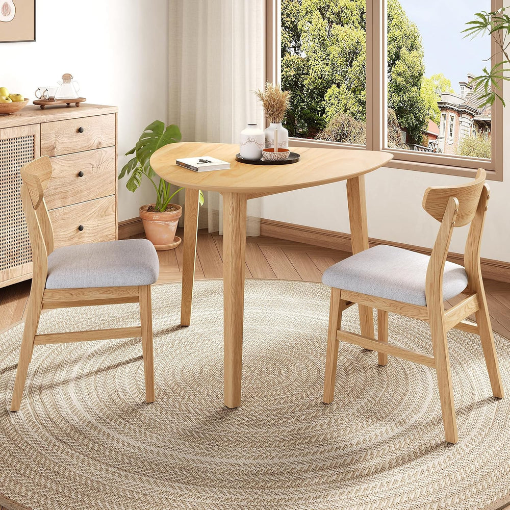 P PURLOVE Modern 3 Piece Table Set, Triangular Table and 2 Curved Wood Chairs...
