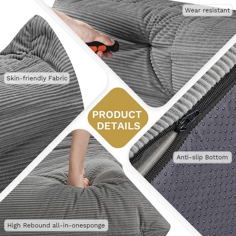 Bean Bag Chairs for Adults, Memory Foam Couch Sofa Chair,One-piece Foam Paddi...