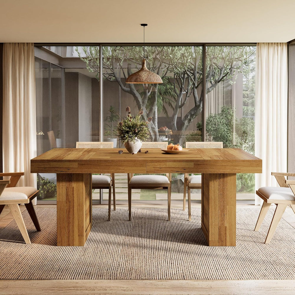 Tribesigns 63'' Farmhouse Dining Table for 6, Rectangle Wooden Kitche...