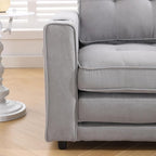 ERYE Modern Upholstered Loveseat Sofa Foldable Convertible Floor Sofabed W/Cupholders and Pockets, 3 Fold Tufted Futon Lounge Sofa with Pull Out Sleeper Couch Bed for Living Room Bedroom Studio