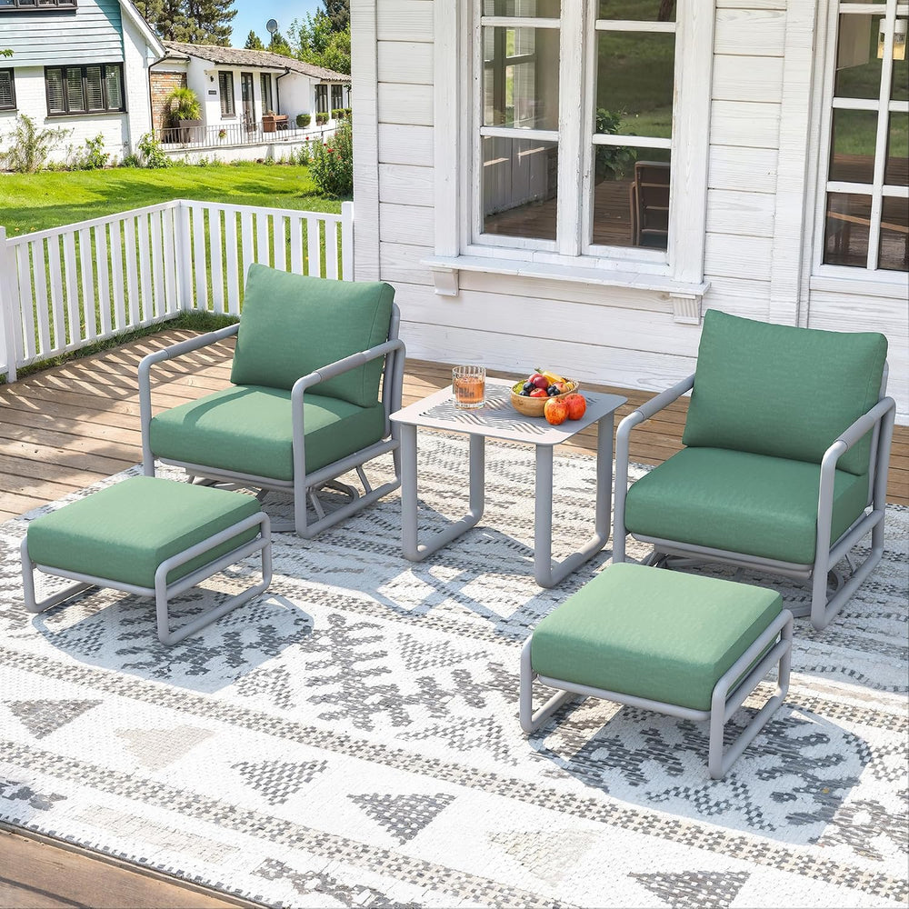 5 Piece Patio Outdoor Aluminum Swivel Rocking Chair with 6.7" Thickened ...