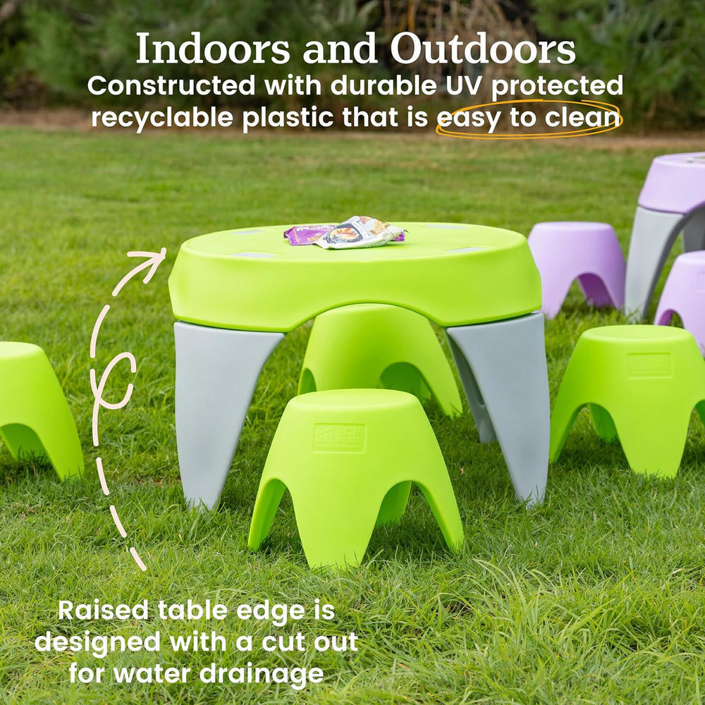 ECR4Kids Ayana Table and Stool Classroom Set, Childrens Furniture, Lime Green...