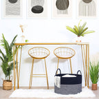 MINTWOOD Design Extra Large 22 x 14in Decorative Woven Cotton Rope Blanket Storage Basket Bin Living Room with Long Handles, Laundry Hamper for Pillows, Pool Towels, Dog Toys, Shoes, Navy Blue