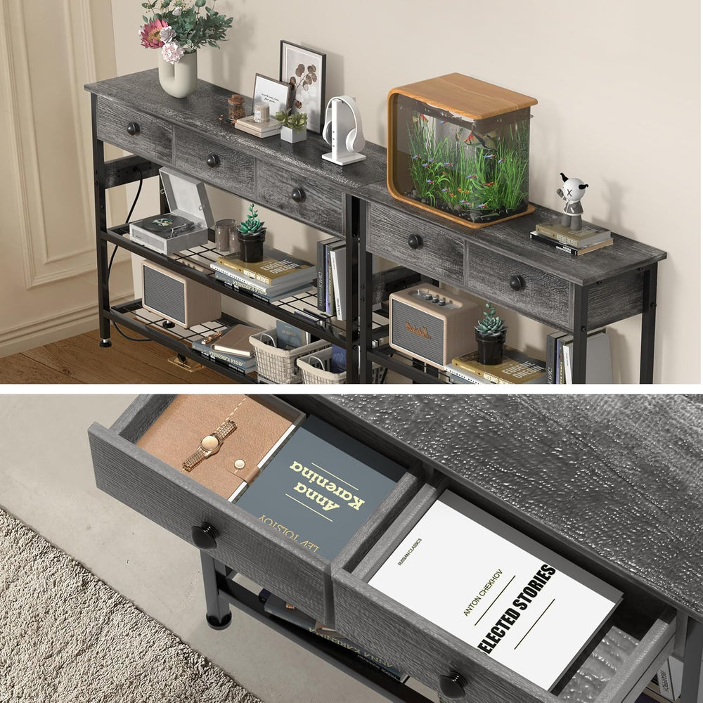 32" Narrow Console/Entryway Table with Storage & 2 Drawers & Out...