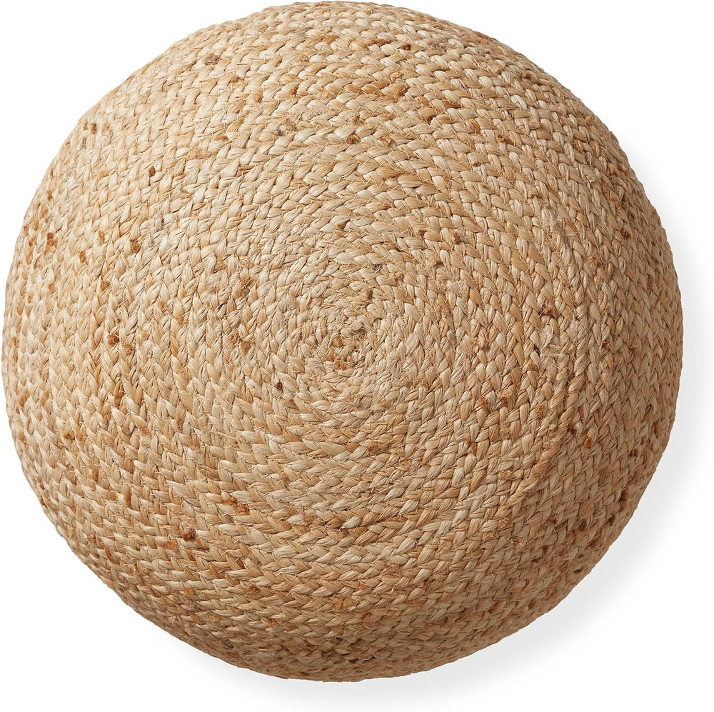 Casafield Hand-Braided Jute Pouf Ottoman Footrest, 19" W x 19" D x ...