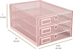 Annova Desk Organizer Wire Mesh 3 Tier Sliding Drawers Paper Sorter/Multifunctional/Premium Solid Construction for Letters, Documents, Mail, Files, Paper, Kids' Art Supplies (Light Pink)