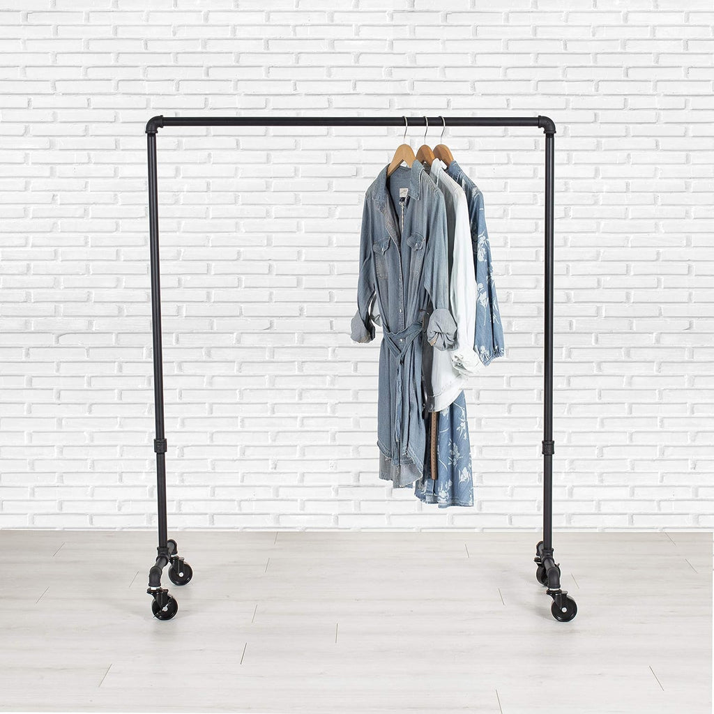 William Roberts Vintage Industrial Heavy Duty Hanging Rod Garment Rolling Closet Organizer Rack (48 in., Wheels)