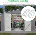Metal Storage Shed 11x13 FT Outdoor, Metal Steel Utility Tool Shed Storage House with Double Lockable Doors & Air Vent for Backyard Garden Patio Lawn Gray