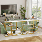 Garvee Entryway Table with Storage, Industrial 4-Tier Narrow Console Table Behind Couch with Half-Circle Base & Storage Shelves for Living Room, Hallway, Foyer