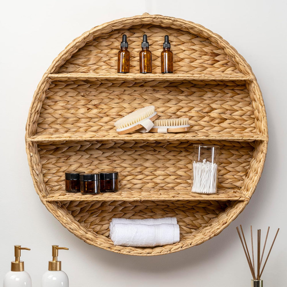 happimess Annulus 3-Shelf Circular Hyacinth Wall Rack 24.6", Natural