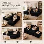 Boneless Couch, Modular Sectional Couches for Living Room, U-Shaped Cloud Couch Sofa with Deep Seat, Fluffy Corduroy Upholstered Corner Sofa