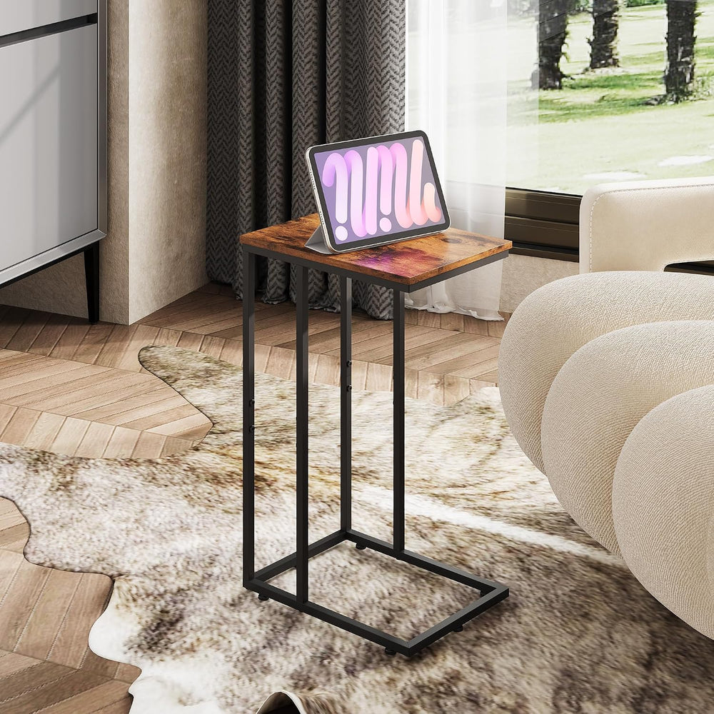 WLIVE C Shaped End Table, Small Side Table for Couch, Sofa, TV Tray C Table f...