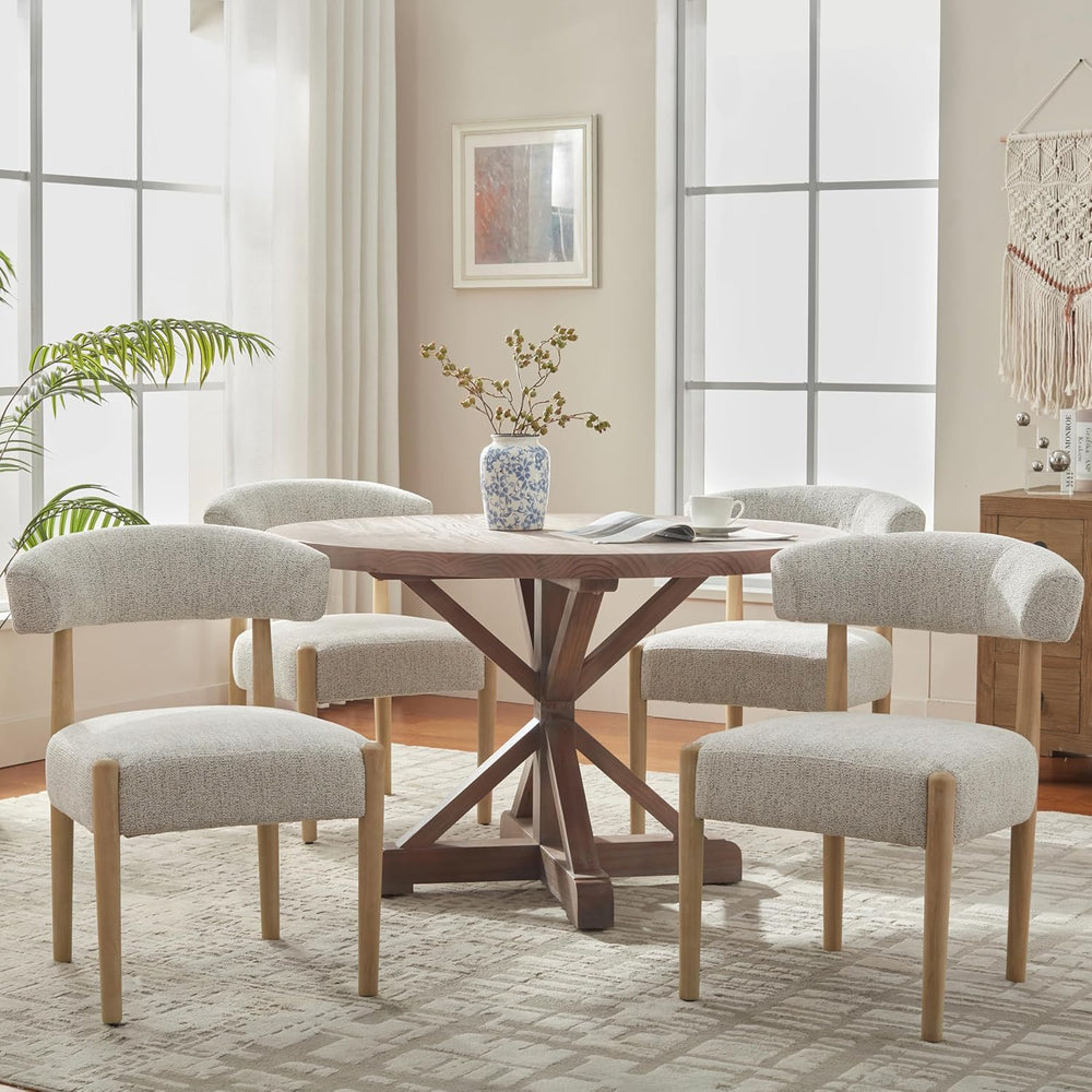 VKNOW Wooden Dining Chairs Set of 4 with Rubberwood Legs, Curved Backrest