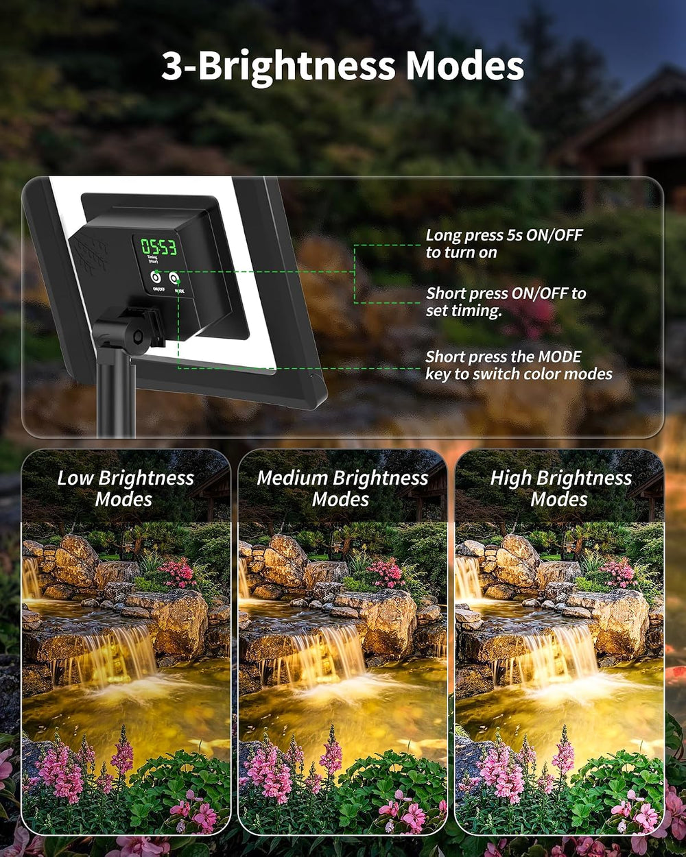 POPOSOAP Warm White Solar Pond Lights, Underwater Solar Lights with Timer, 2 ...
