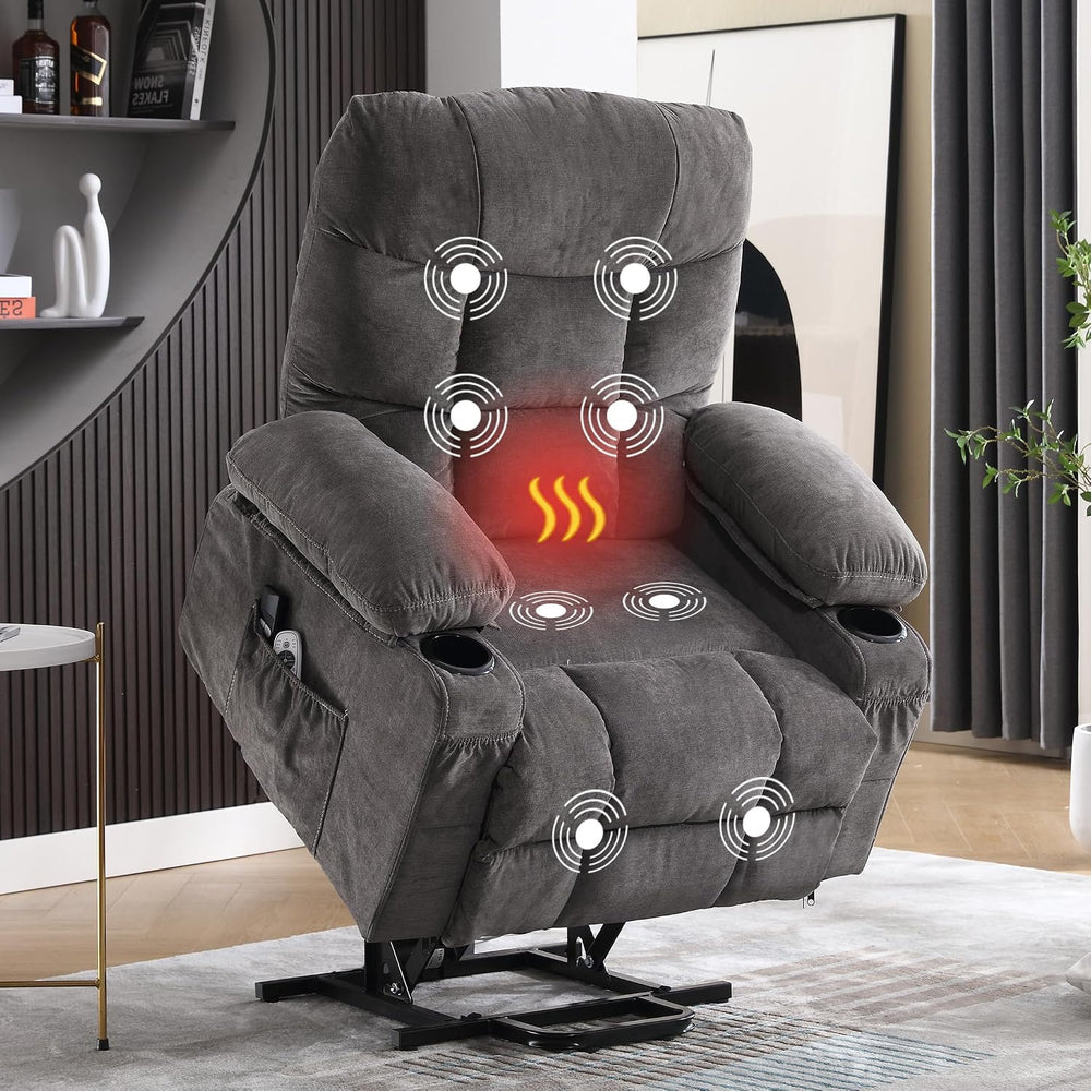 MAHOMICO Power Lift Recliner Chair for Elderly with Vibration Massage and Lum...