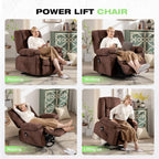 BOSMILLER Power Lift Recliner Chair with Massage and Heat for Elderly,Electric Lift Chair with USB Charging Runction and Side Pockets, Suitable for Living Rooms and bedrooms,Brown