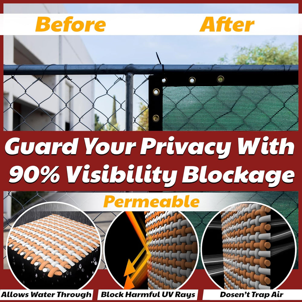 Amgo 4' x 24' Fence Privacy Screen, Heavy Duty Mesh Outdoor & Bac...