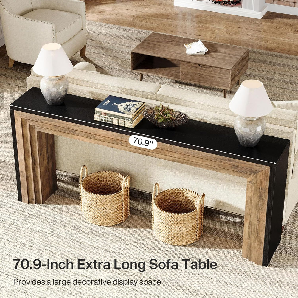 Tribesigns 70.9-Inch Long Console Table, Farmhouse Narrow Wooden Sofa Table B...
