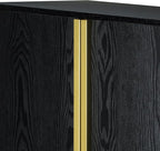 Sango Cortland 2-Door Accent Cabinet, Sleek Black Storage Cabinet with Brass Handles, Adjustable Shelf, Minimalist Mid-Century Modern Design, Stylish & Functional Furniture for Living or Dining Room