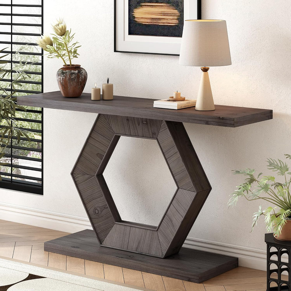 Modern Entryway Table with Innovative Hollow Hexagon Leg Structure and Premiu...