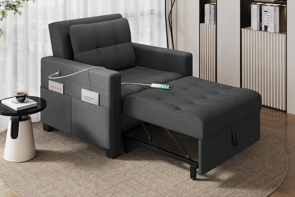 Yaheetech Convertible Futon Sofa Bed 3-in-1 Sleeper Chair Bed Tufted Couch wi...