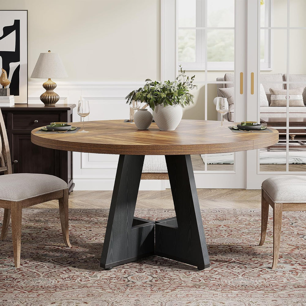 Tribesigns 47 inch Round Dining Table Wood Kitchen Table for Dining Room, 47&...