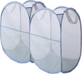 Foldable Mesh Popup Laundry Hamper,Laundry Basket Easy to Open and Fold for Dorm,Travel, College Dorms, and More (2 light gray)