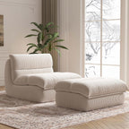 YVDNHP Bean Bag Chair with Ottoman, Cozy Comfy Reading Nook Chairs, Ultra Soft Corduroy Fabric Bean Bag Chairs for Adults, Reading Chair with Ottoman for Living Room, Bedroom Apartment (Beige)