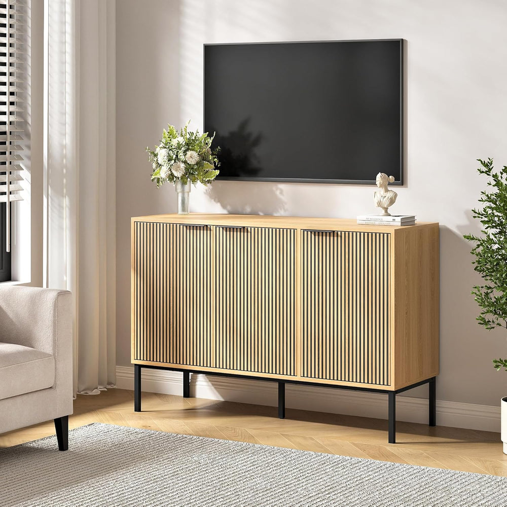 47.2" Sideboard Cabinet, Modern Buffet Cabinet with Doors & Adjustab...