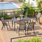 Yaheetech Outdoor Patio Chairs Set of 4, Portable Dining Chairs with Armrests for Camping, Lawn Yard Beach, Folding Outdoor Chairs 4-Pack with Metal Frame, Brown