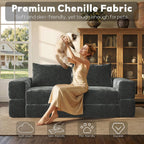 75'' convertible Sofa Couch Bed Queen, Foldable Boneless Couch Sleeper Sofa | 4-in-1 Pull Out Futon Mattress Floor Couch with Large Pillow , No Assembly for Living Room/Bedroom, Chenille, Dark Gray