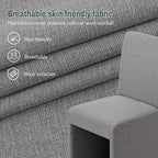 Grey Upholstered Dining Chairs Set of 6, Kitchen & Dining Room Chairs, Mid Century Modern Chairs, Linen Dining Chairs with Wooden Frame, Fabric