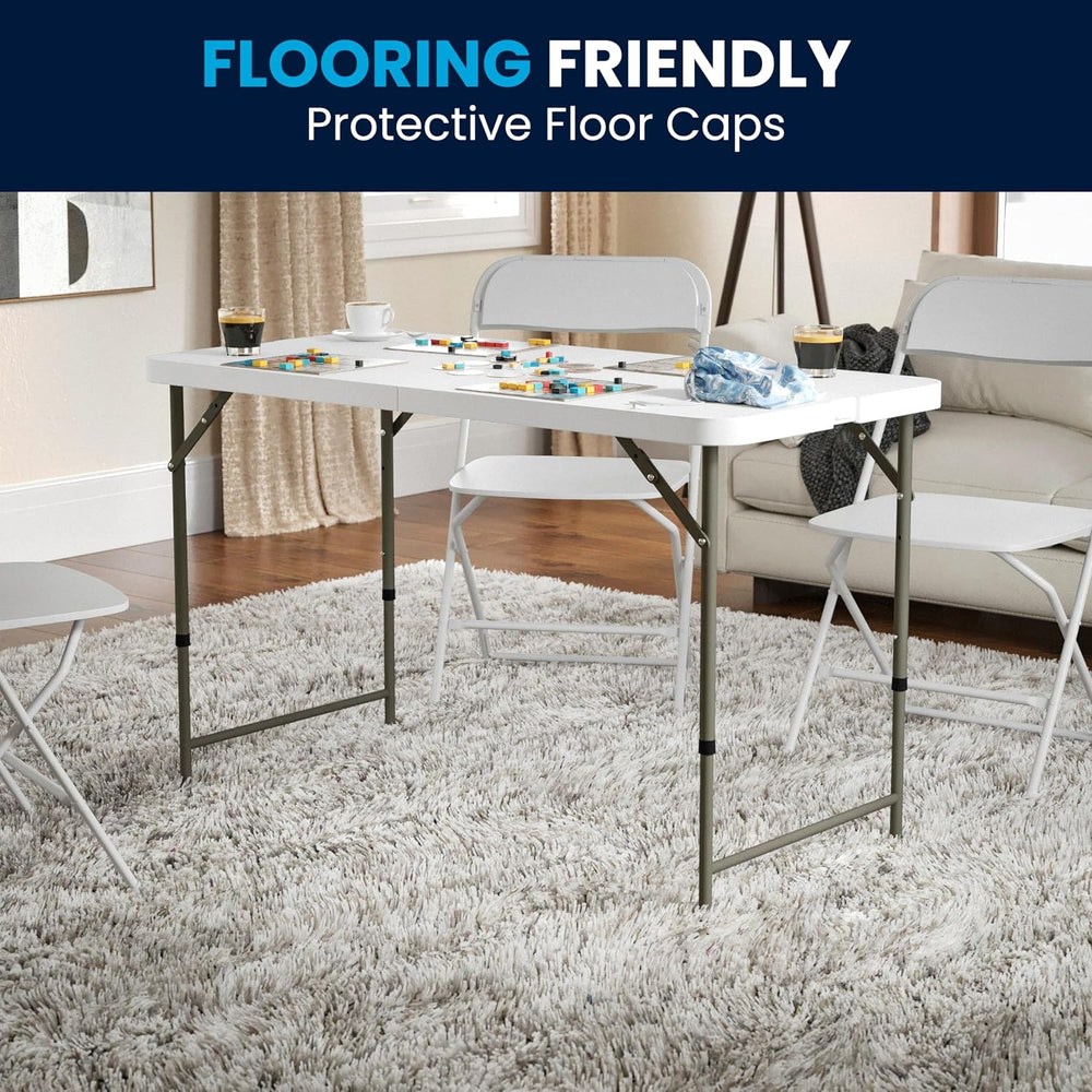 Flash Furniture 4-Foot Bi-Fold Granite White Plastic Folding Table | Lightwei...